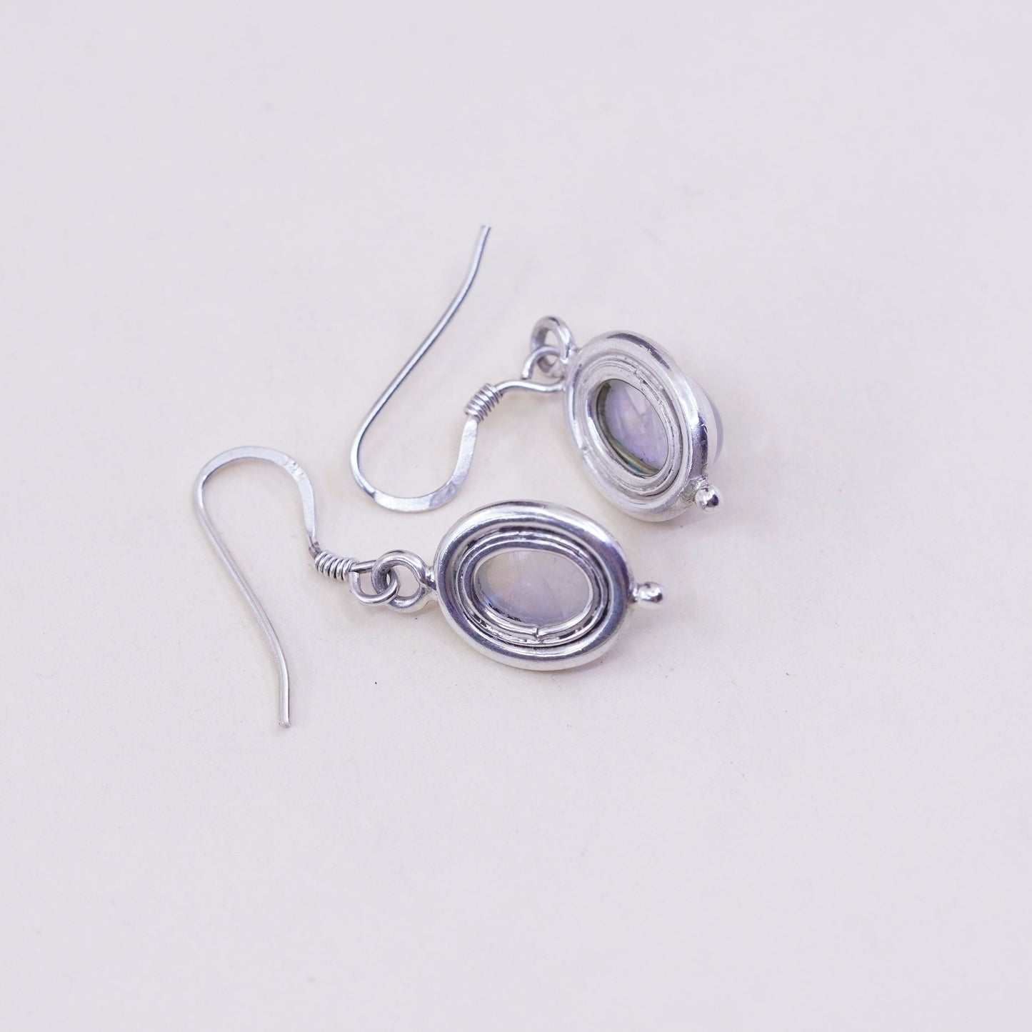 Vintage Sterling 925 silver handmade earrings with moonstone drops