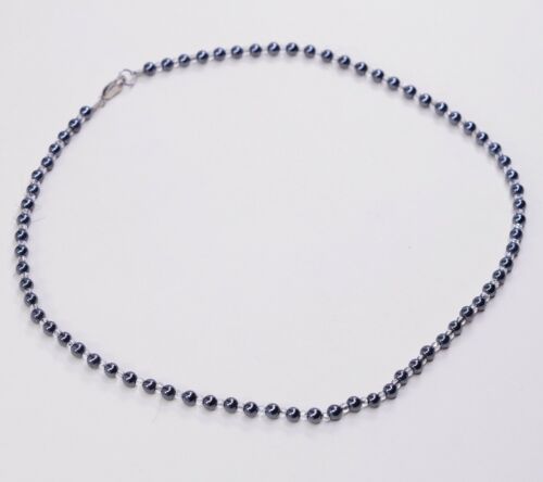 16”, Sterling 925 Silver Handmade Necklace, Hematite N Crystal Beads