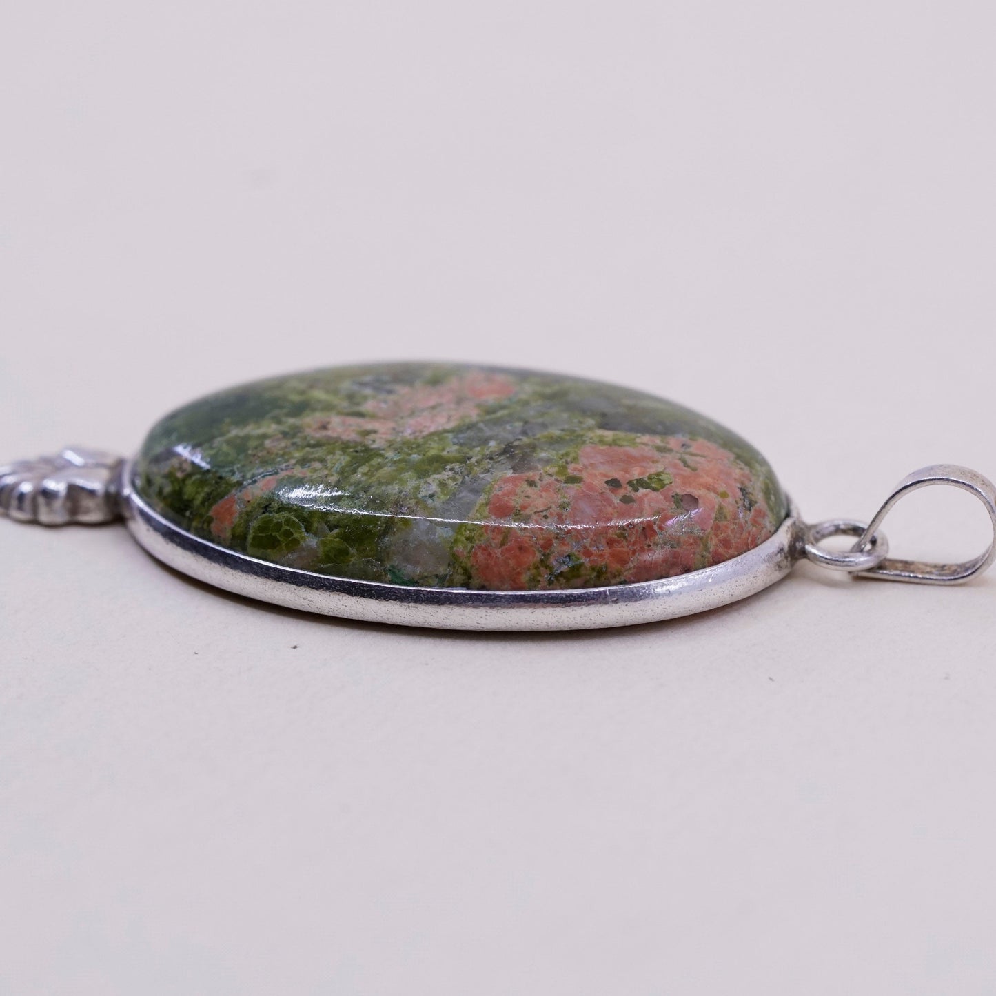 Vintage Sterling silver handmade pendant, oval Australian jasper