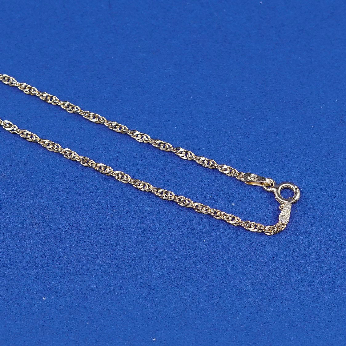 16" Italy Sterling silver handmade necklace Vermeil gold 925 twisted curb chain