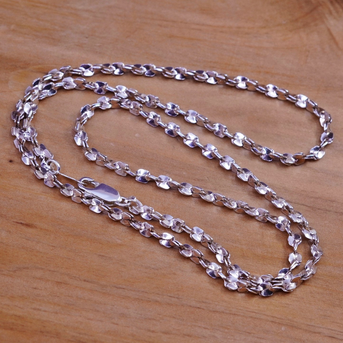 20”, 4mm, vintage Sterling silver necklace, Italy 925 twisted nugget chain