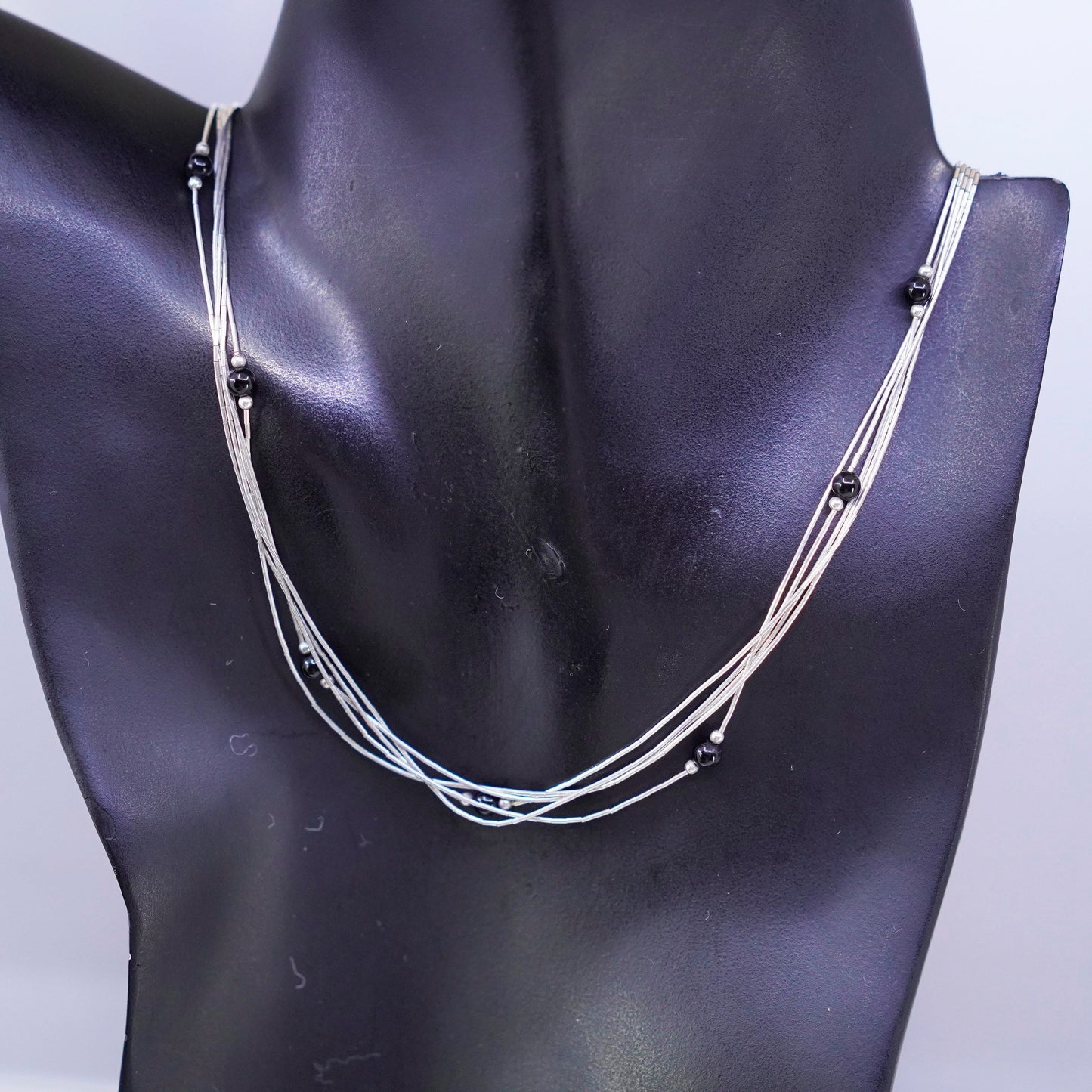 18”, liquid Sterling silver 925 5 strands necklace, Native American chain