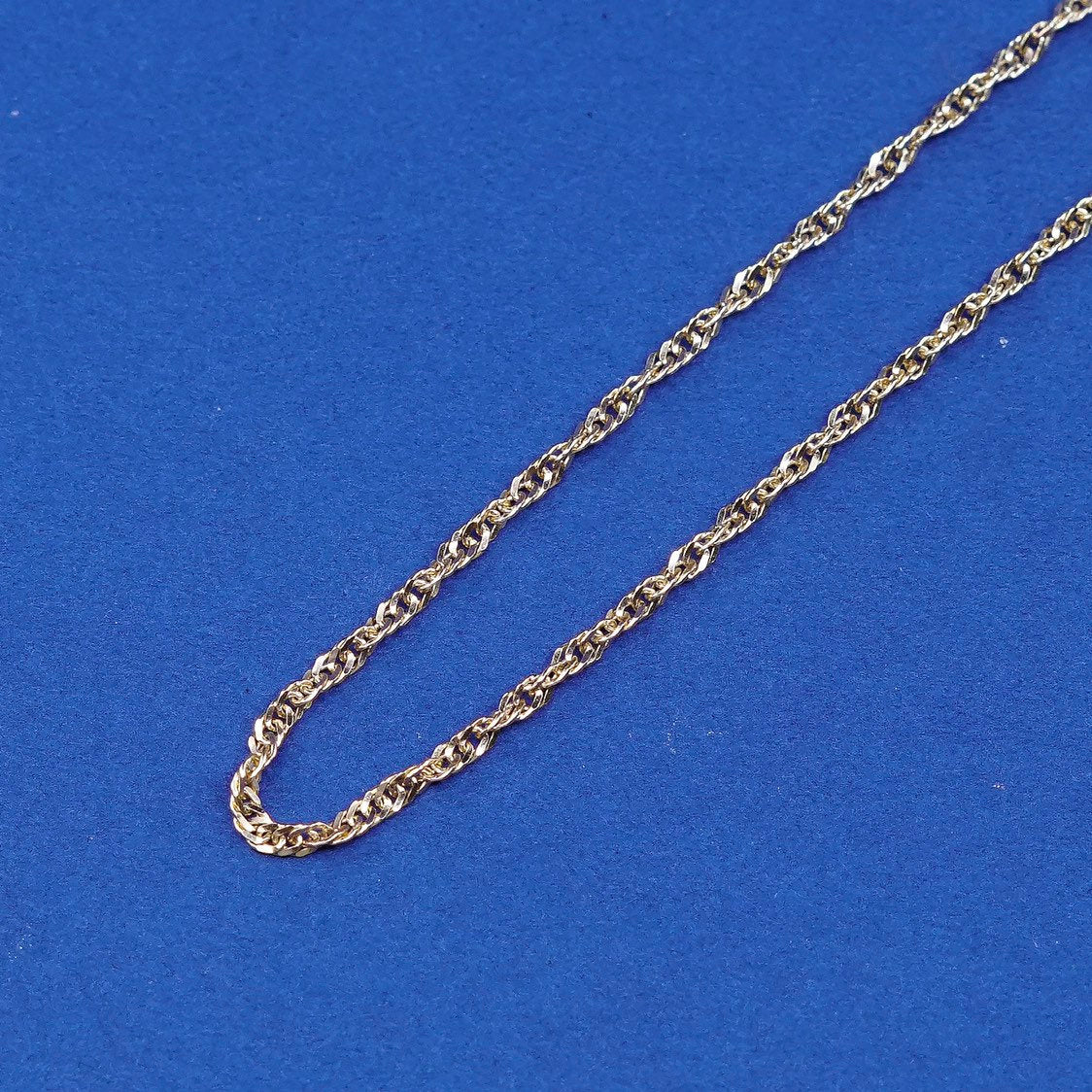 16" Italy Sterling silver handmade necklace Vermeil gold 925 twisted curb chain