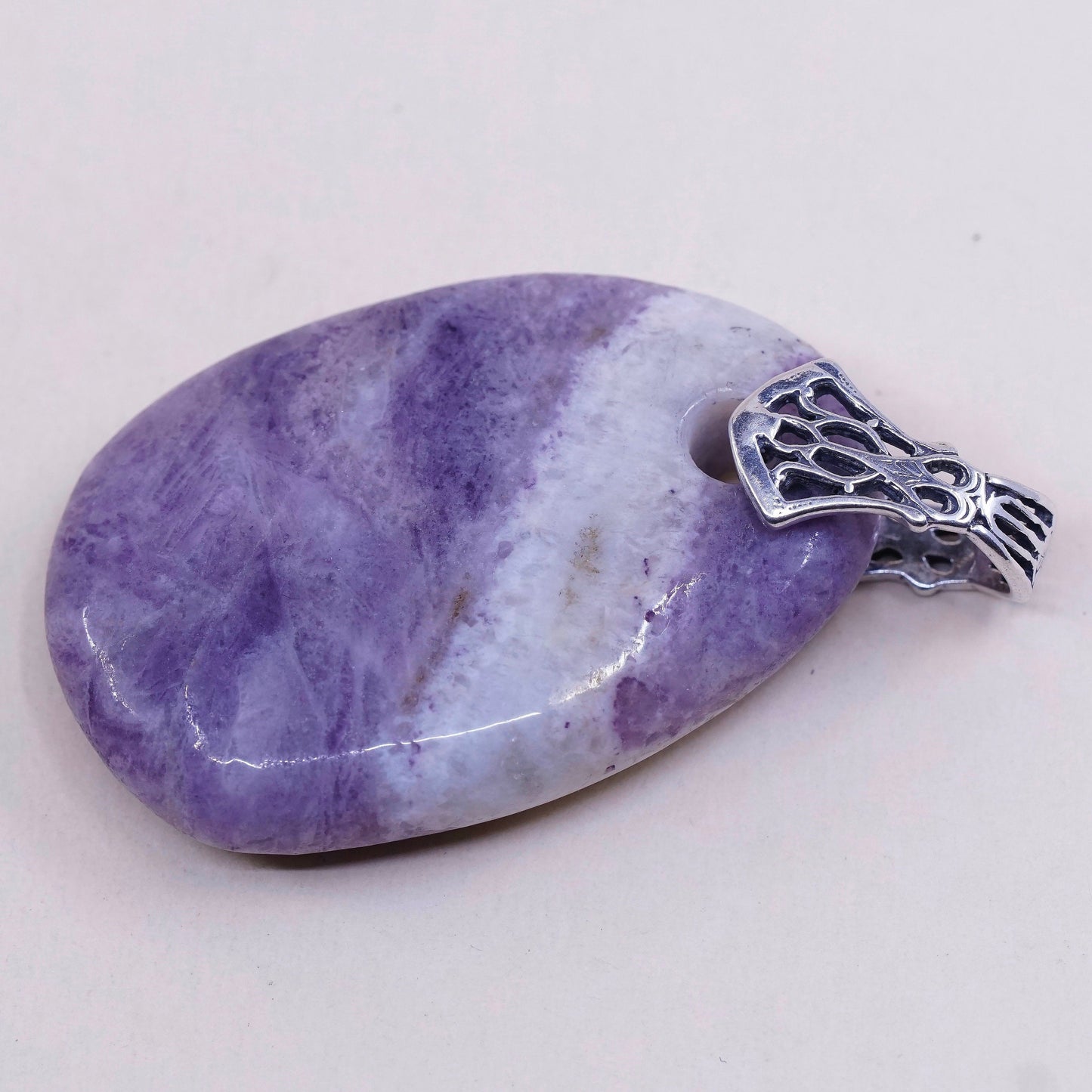 Vintage Sterling silver handmade pendant, 925 silver with amethyst