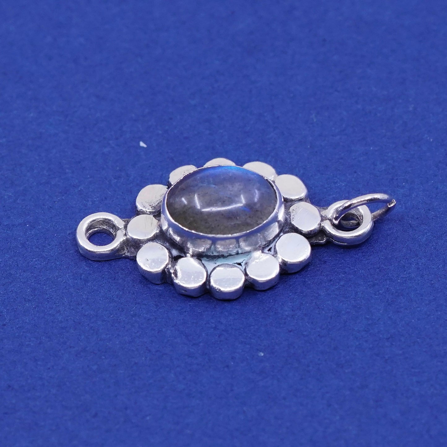 Vintage Sterling 925 silver handmade pendant with moonstone, stamped 925