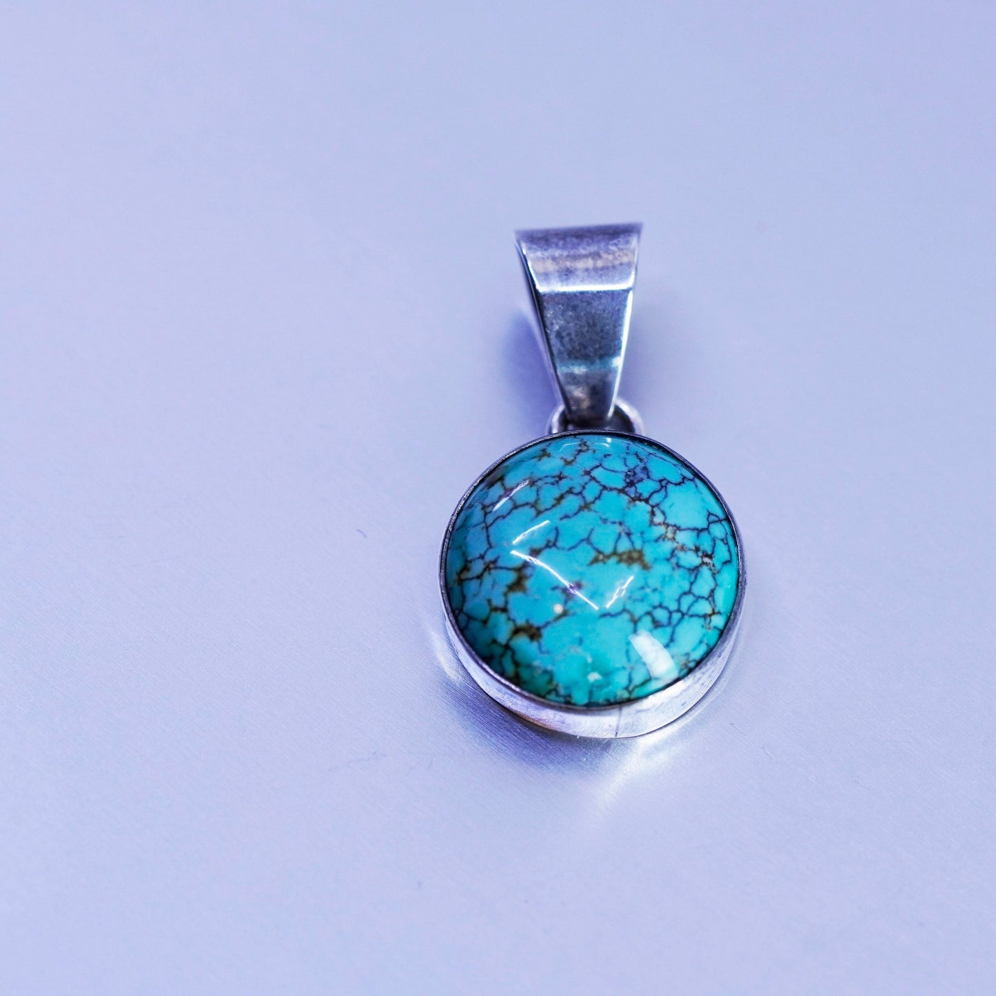 antique southwestern sterling 925 silver pendant with turquoise