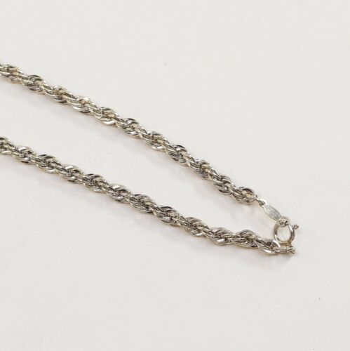 18” 5mm, Vtg Gold Vermeil 925 Sterling Silver Rope chain necklace, Stamped Ster