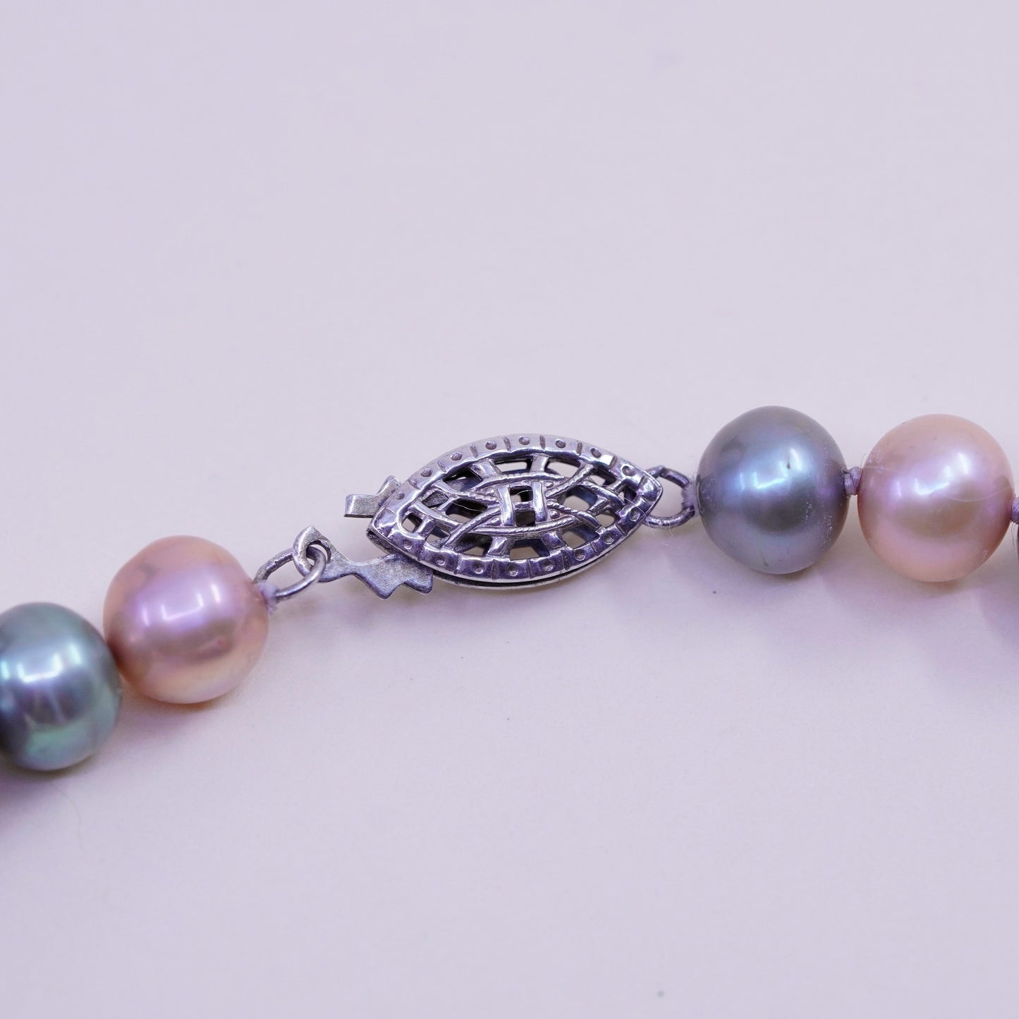 6.75, Vintage handmade bracelet, freshwater pearl with 925 silver clasp