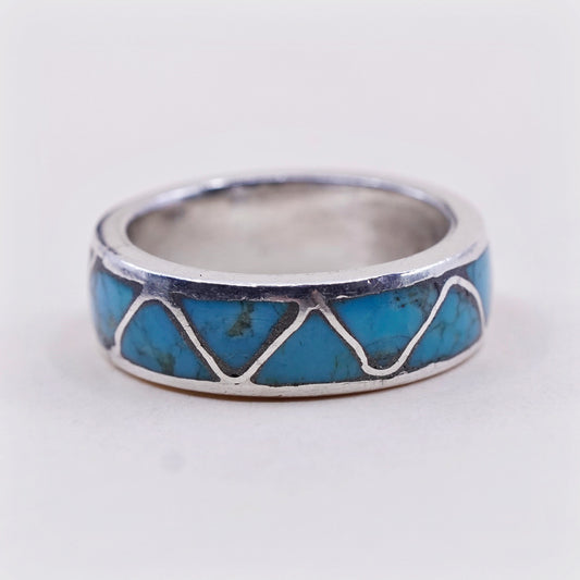 sz 7, navajo James Martin handmade Sterling silver ring, 925 band w/ turquoise