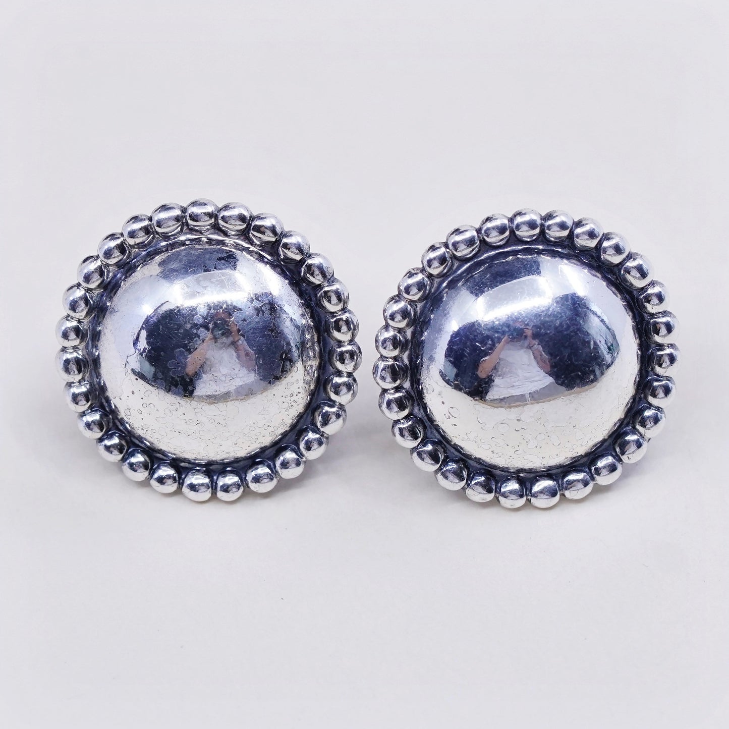 Vintage danecraft Sterling silver handmade earrings, 925 screw back w/ beads