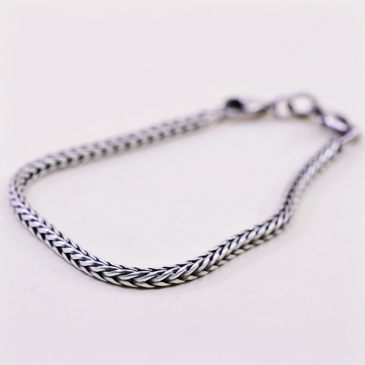 7”, trollbead LAA sterling silver handmade bracelet, bold 925 wheat chain