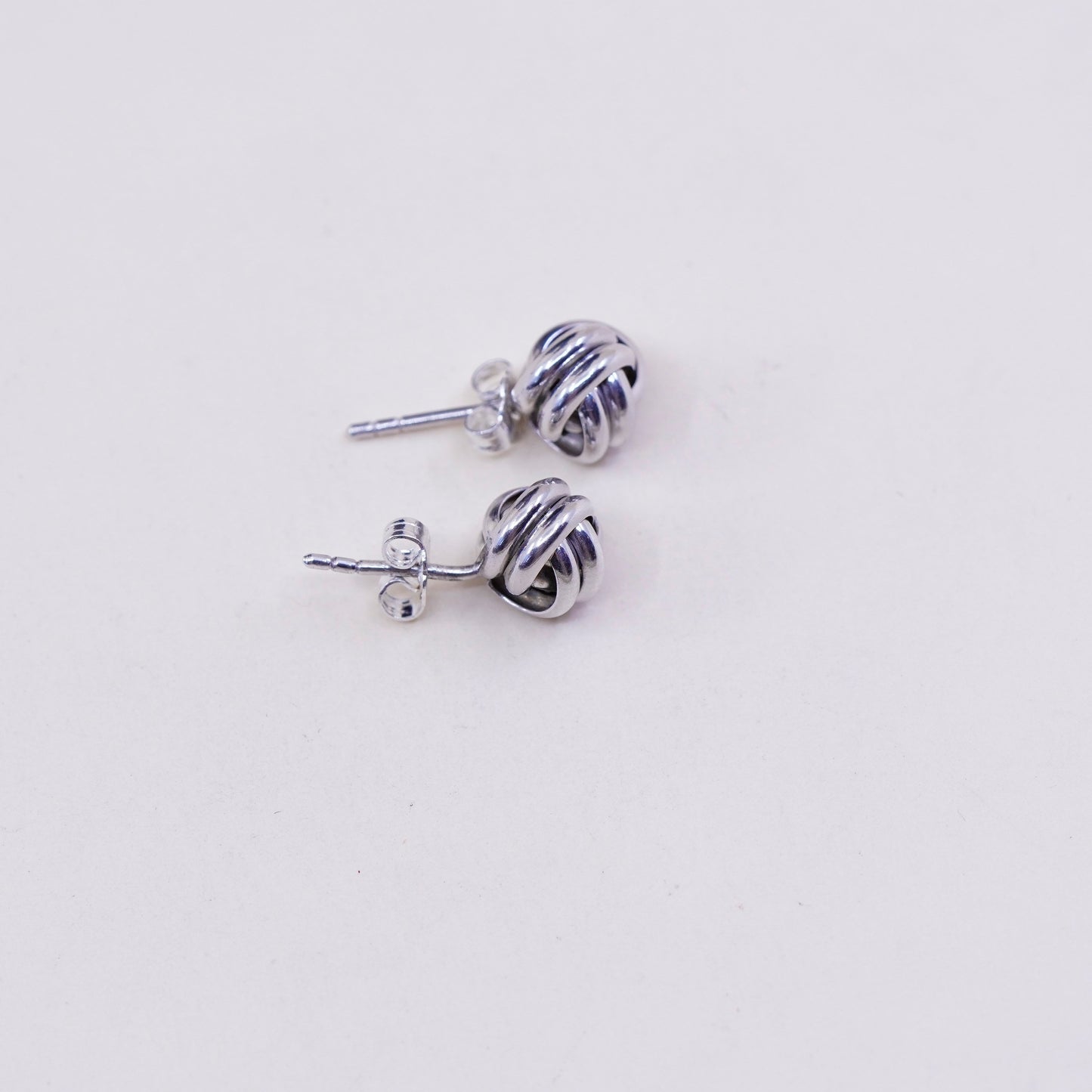 Vintage Sterling silver handmade earrings, Entwined cable studs