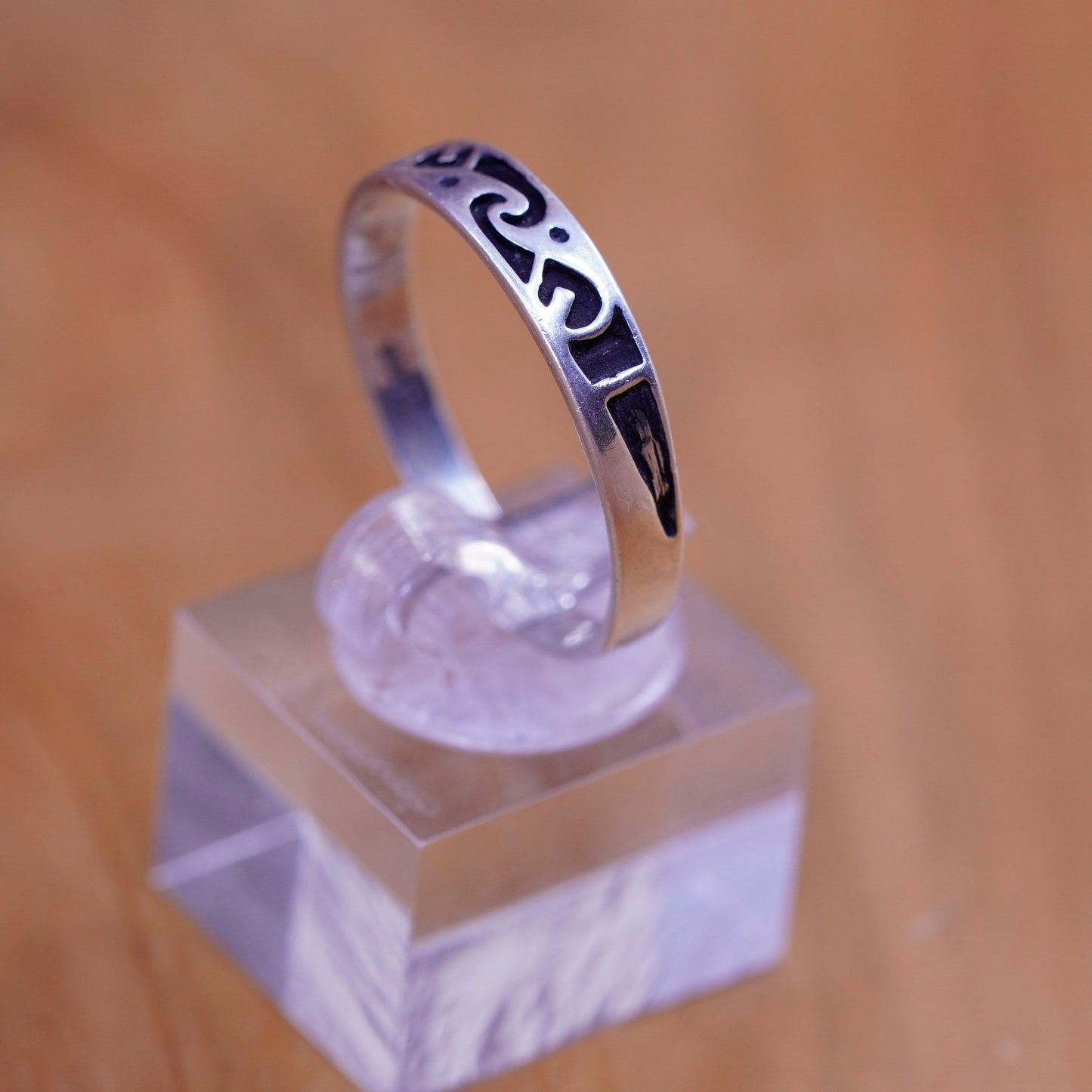 Size 10.5, vintage sterling silver handmade ring, 925 stackable patterned band