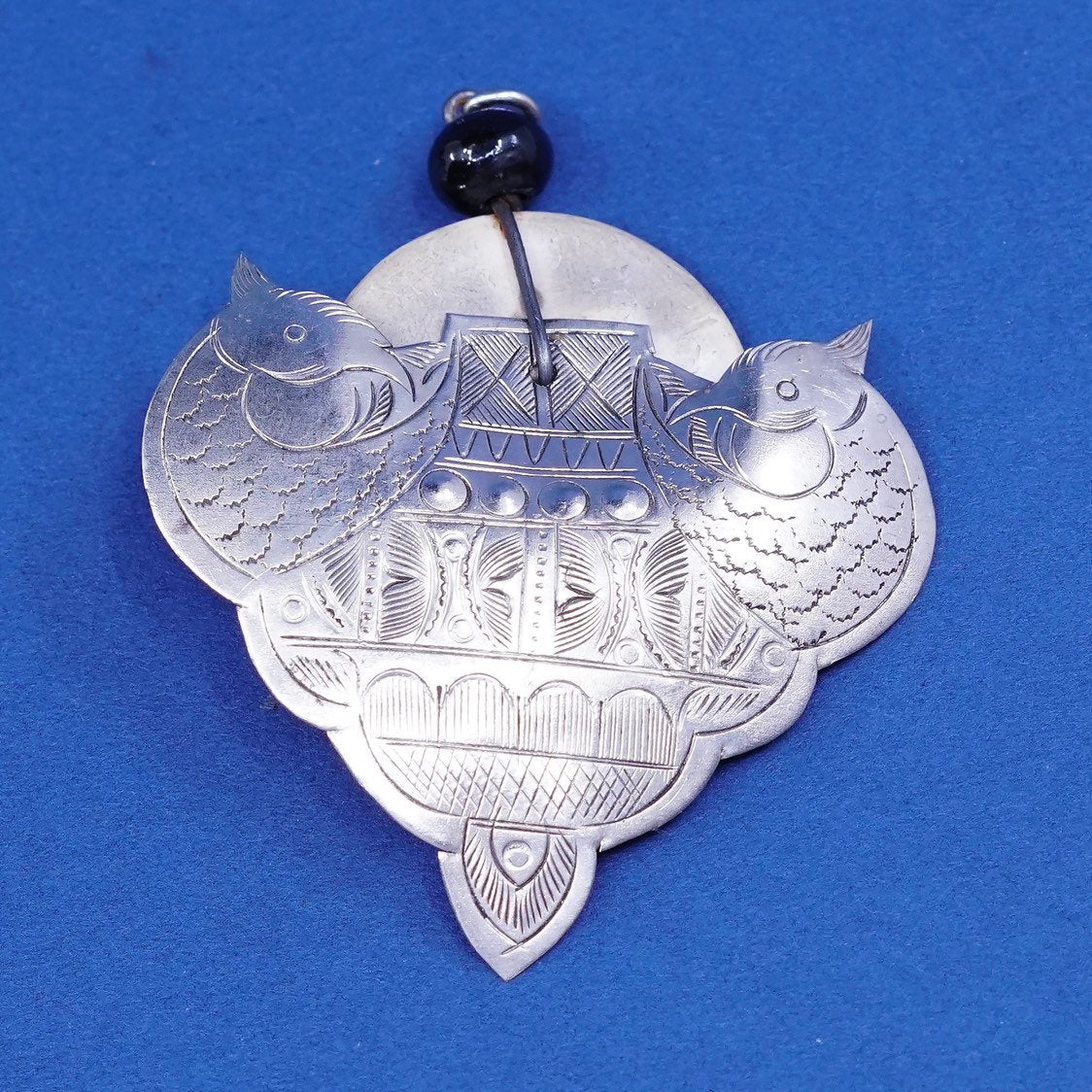 vtg Sterling silver handmade pendant, solid 925 silver bird