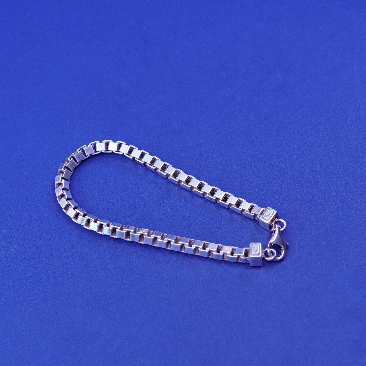 7.5”, vintage Milor Sterling silver handmade bracelet, Italy bold 925 box chain