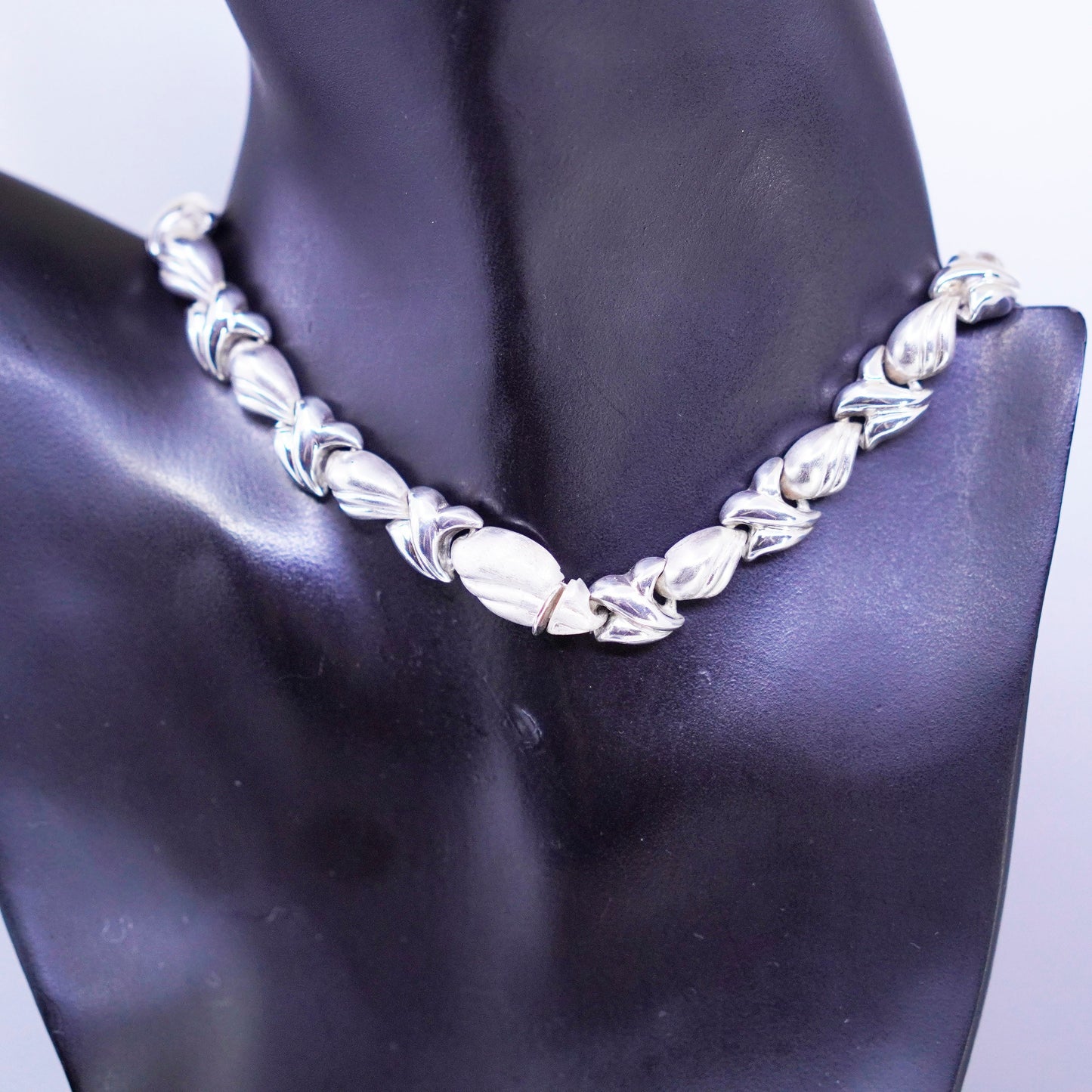 16”, Sterling silver handmade tennis necklace, 925 leafy chain choker collar