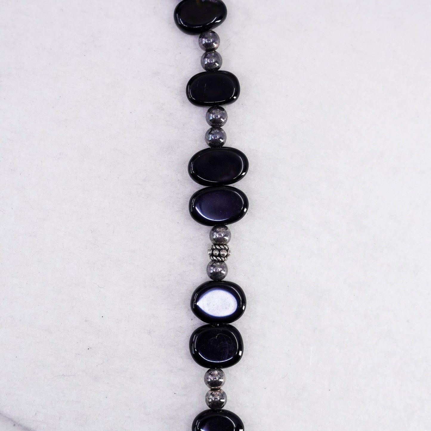 18”, Sterling 925 silver handmade obsidian chain necklace with toggle closure