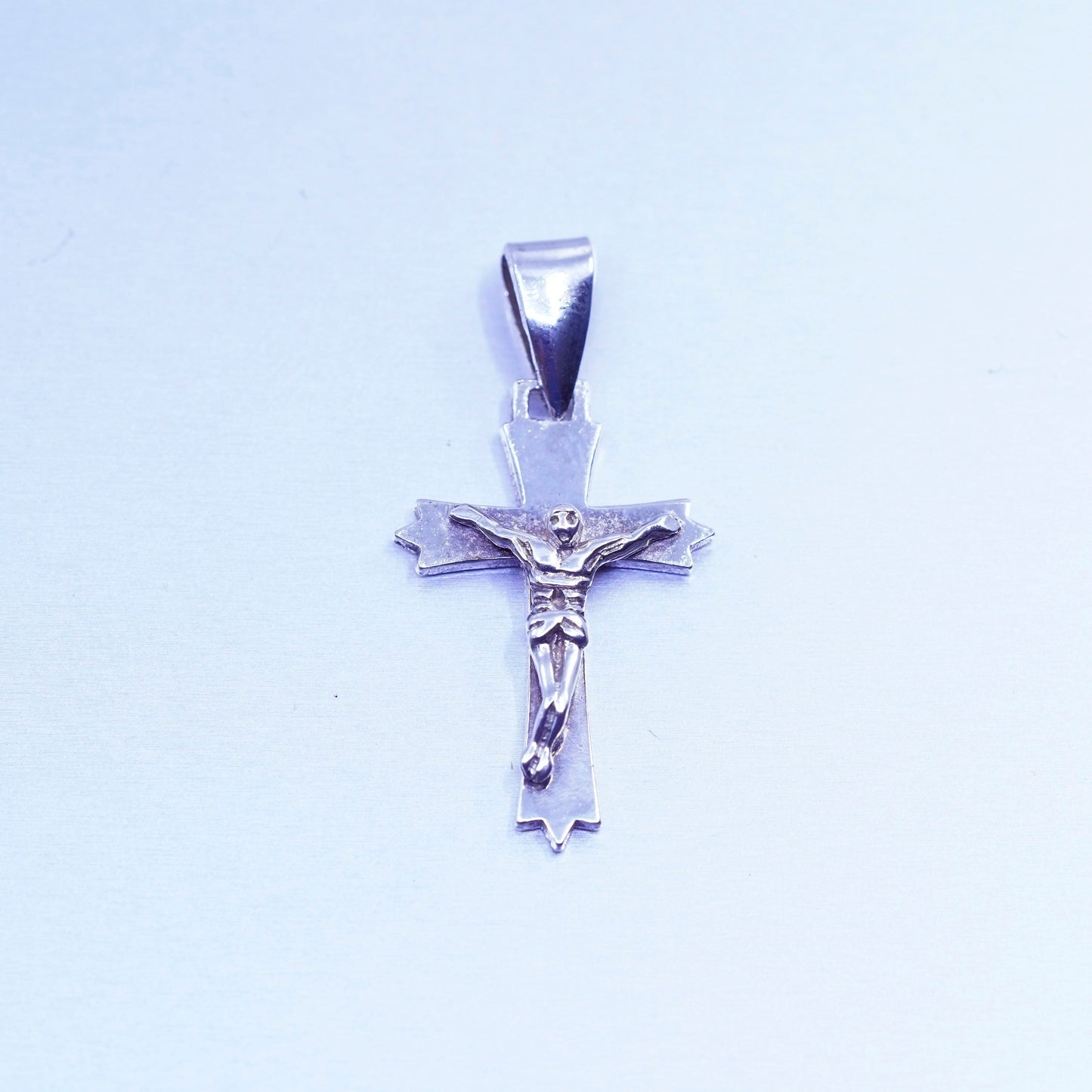 Vintage sterling 925 silver handmade Jesus cross pendant