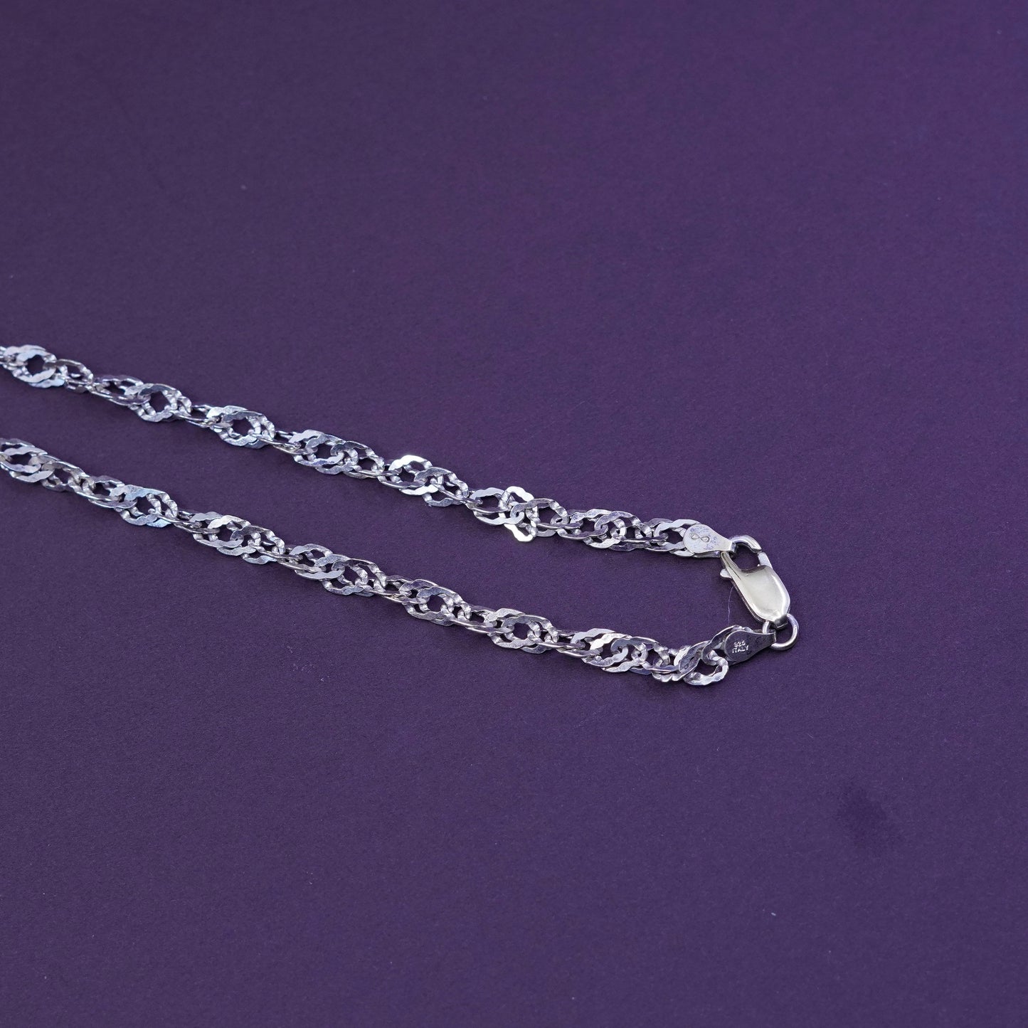 18”, 5mm, vintage Sterling silver necklace, 925 twisted oval link chain