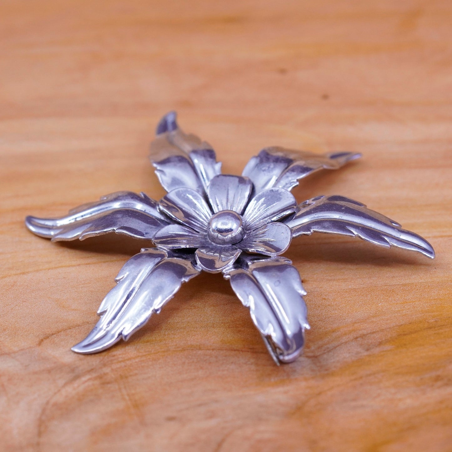 Vintage meixco handmade sterling 925 silver flower brooch