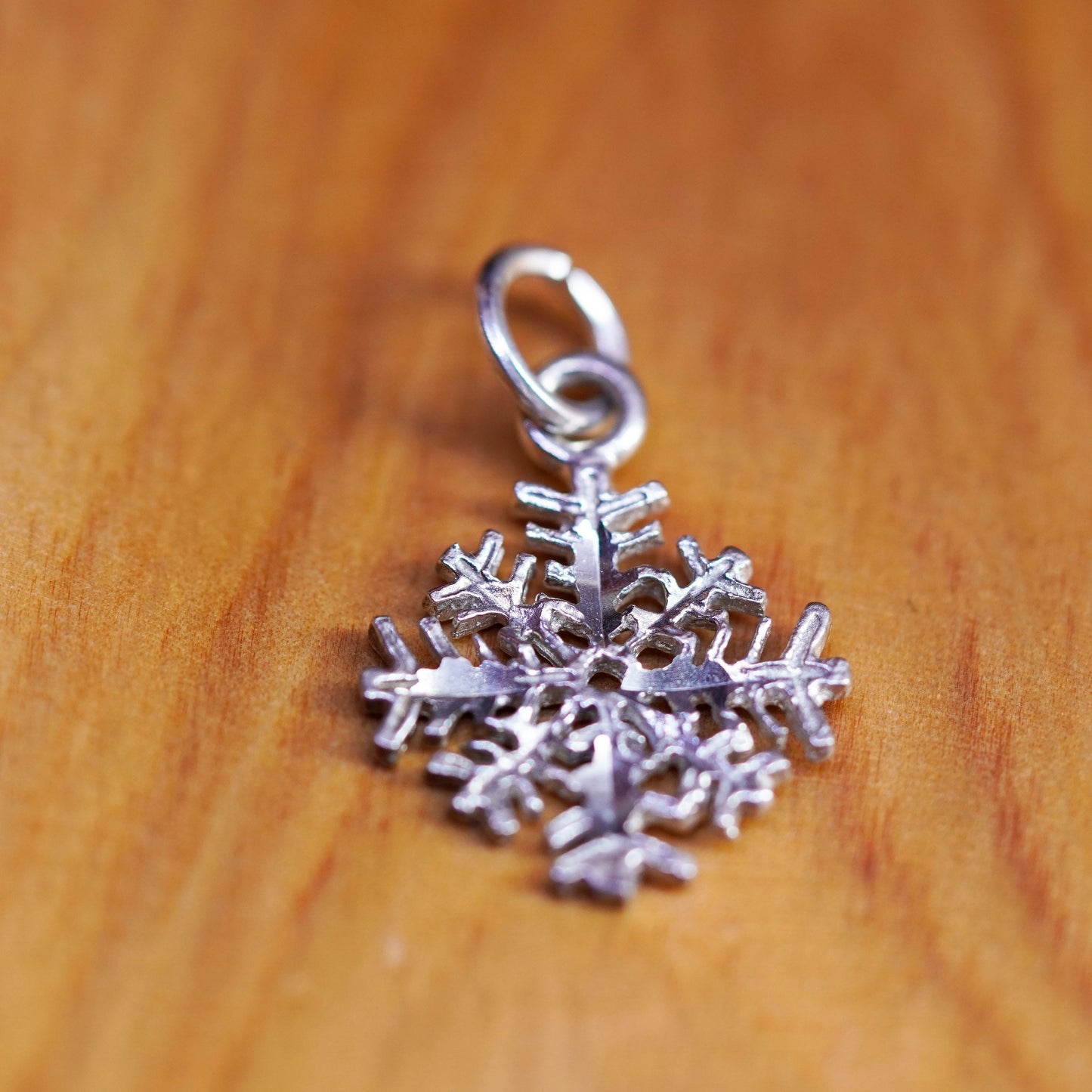 Vintage sterling 925 silver handmade snowflake charm pendant