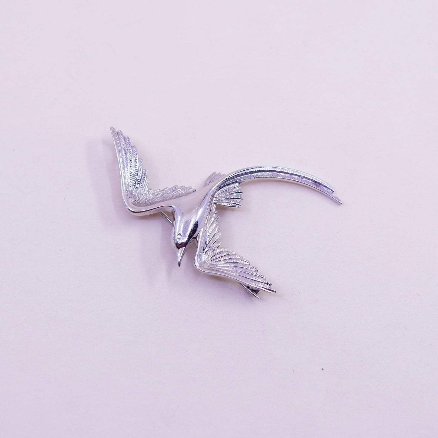 Vintage Mexico sterling silver handmade brooch, 925 bird pin