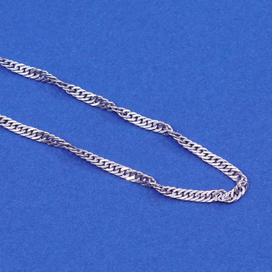 24”, 2mm, Sterling 925 silver handmade necklace, 925 twisted curb link chain