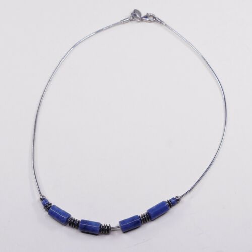 17”, Silpada Sterling Silver Blue Sodalite Snake Chain Choker Necklace N1087