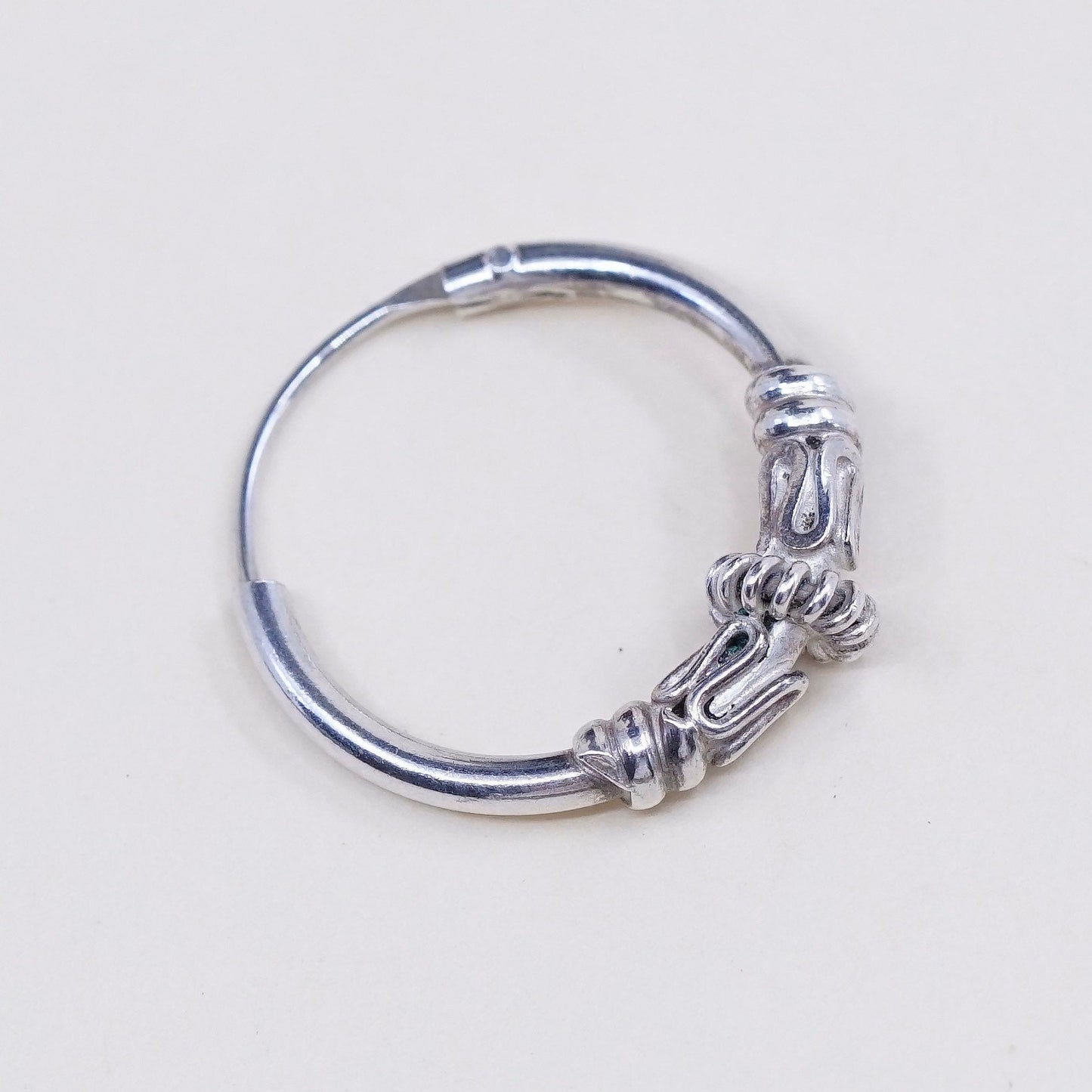 0.5”, vtg sterling silver loop earrings, fashion minimalist, 925 twisted hoops