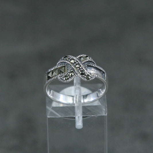 sz 7, vtg Sterling silver ring w/ square marcasite, 925 ring