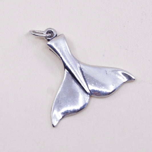 Vintage Sterling silver handmade pendant, solid 925 silver whale