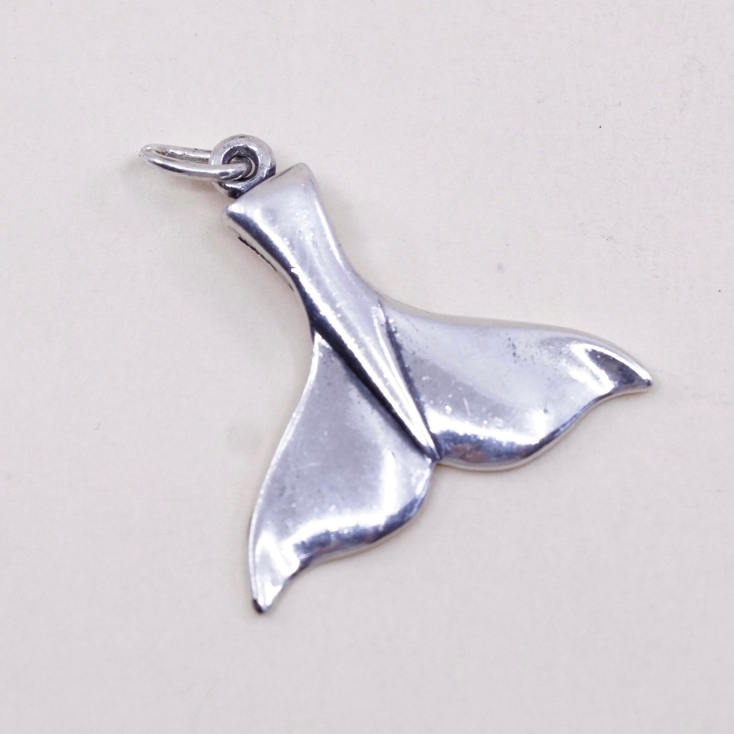 Vintage Sterling silver handmade pendant, solid 925 silver whale