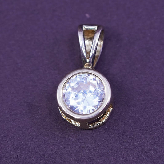 Vintage vermeil gold over Sterling 925 silver pendant with Swarovski crystal