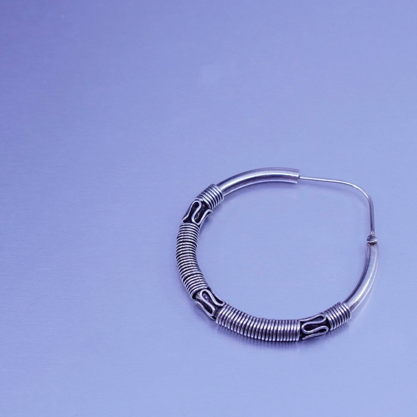 1.5”, vintage Sterling silver handmade earrings, wired 925 simple hoops