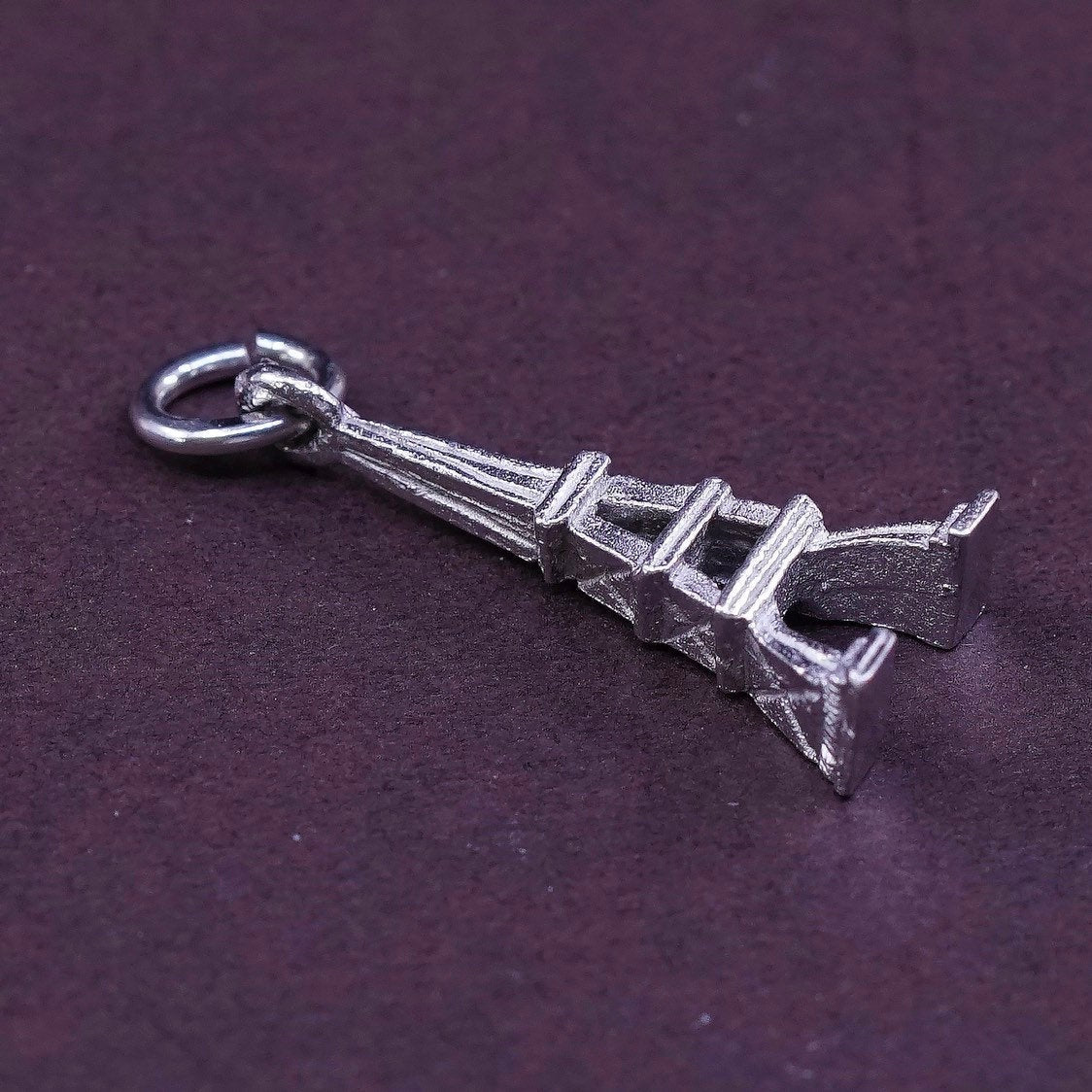 VTG sterling silver handmade tower charm, 925 pendant, Paris tower, Tokyo tower