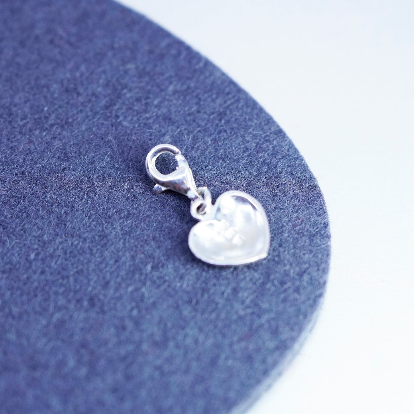 Vintage sterling 925 silver heart charm pendant with sister