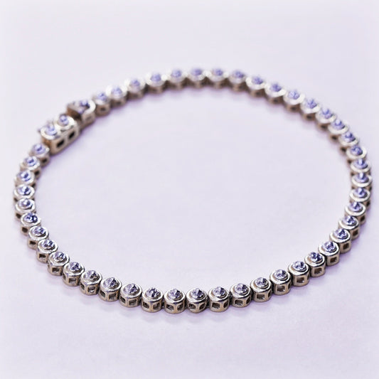 7.25”, vtg vermeil gold over sterling silver tennis bracelet, 925 chain diamond