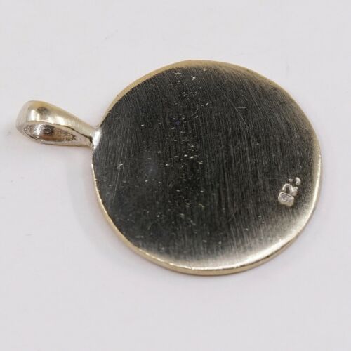 Vermeil Gold sterling silver handmade pendant, 925 Tag charm Embossed Sister