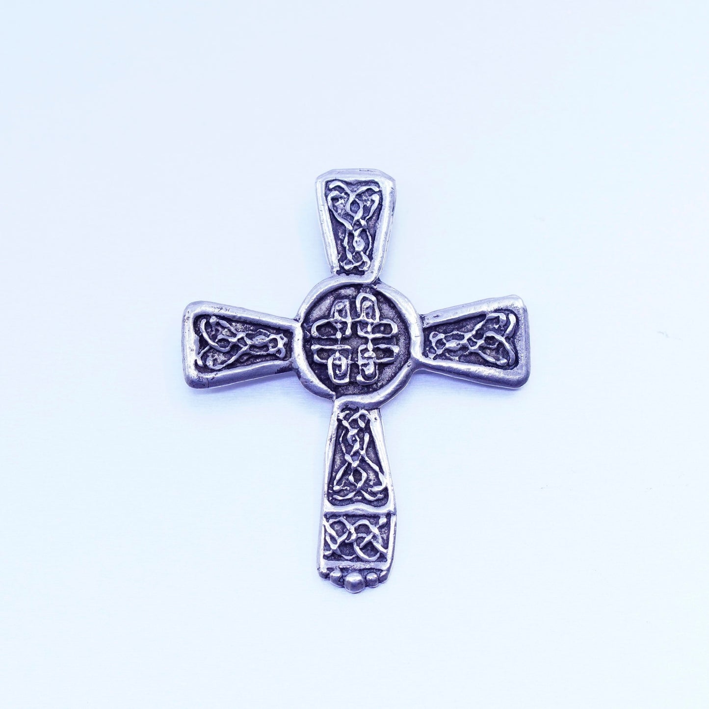 Antique silver tone handmade charm, 925 cross pendant