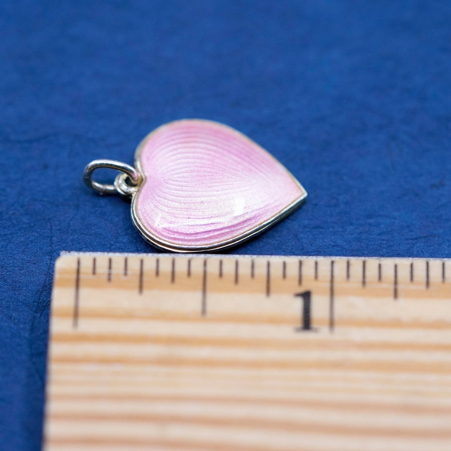 Antique OPRO Sterling silver handmade pendant, 925 heart with pink enamel