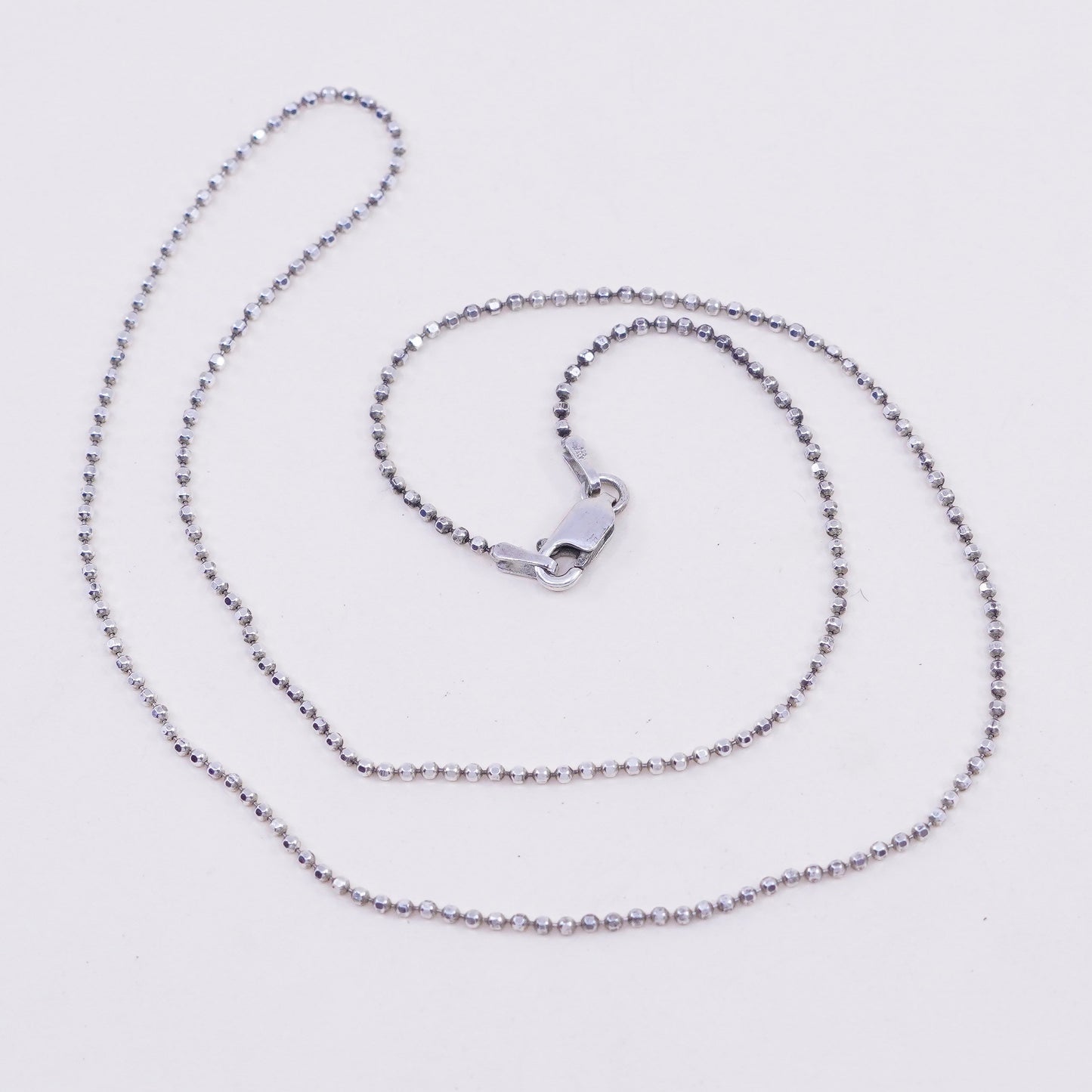 18”, 1mm, Vintage sterling silver beads chain, 925 necklace