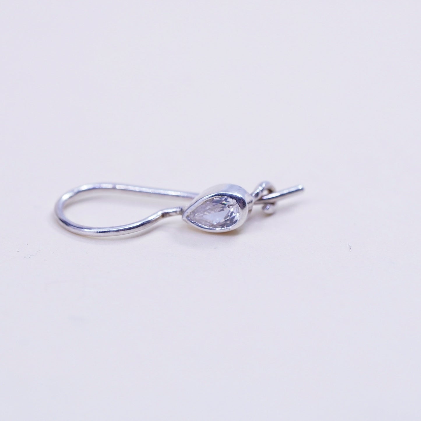 Vintage Sterling silver handmade earrings, Dangles w/ teardrop crystal dangles