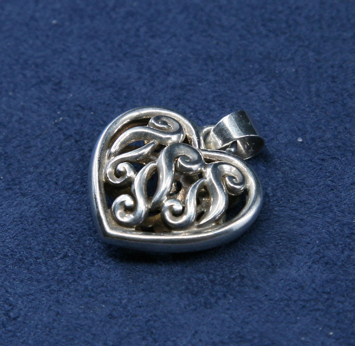 vtg Sterling silver handmade pendant, 925 filigree bali heart pendant