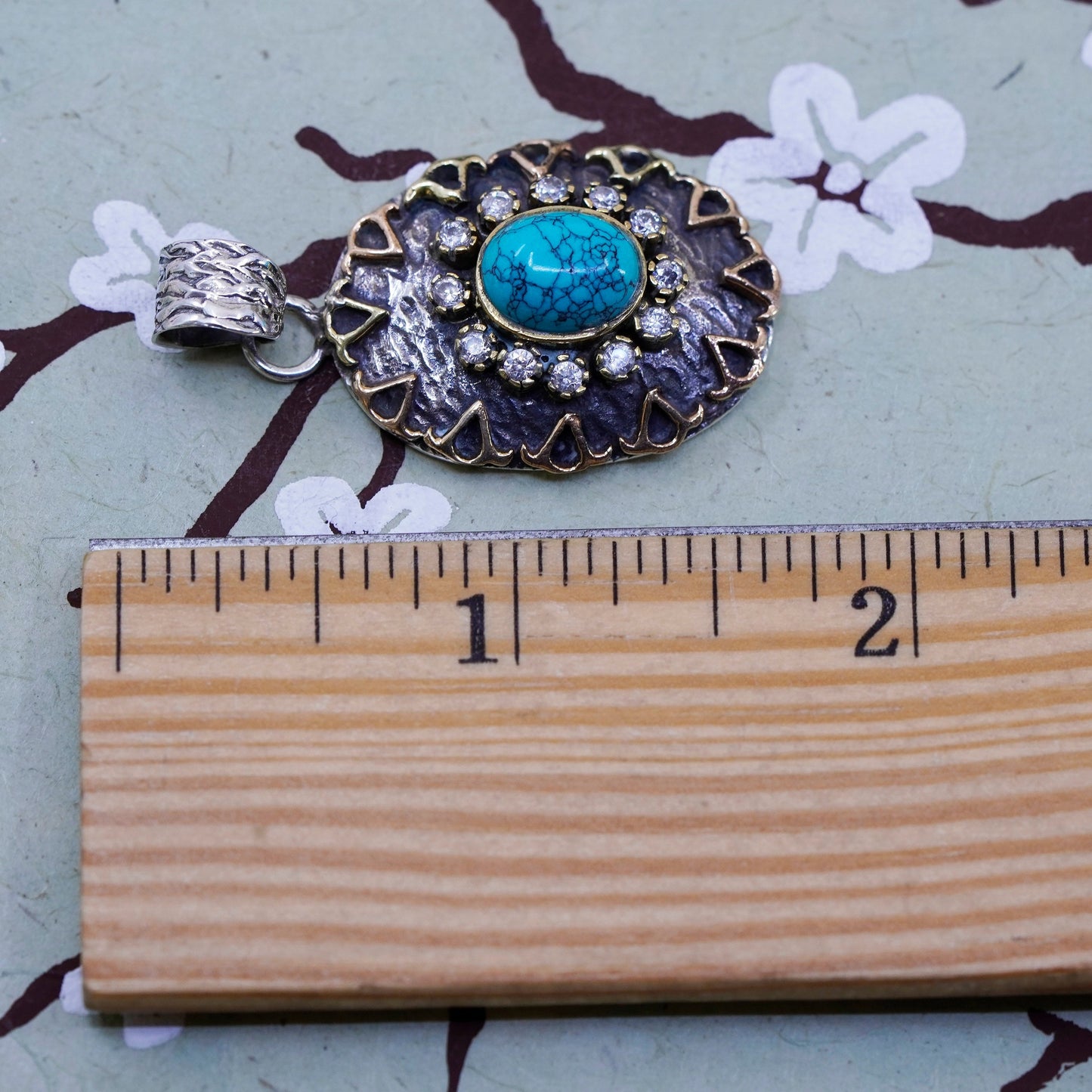 southwestern Sterling 925 silver pendant kingman spiderwebbed turquoise