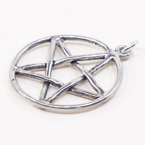 Vintage Sterling Silver Handmade Pendant, Solid 925 Silver Star Charm, Silver Te