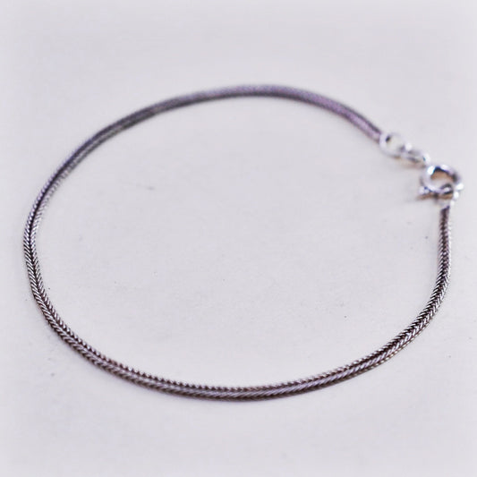 7.25”, Vintage Italian sterling silver handmade bracelet, 925 wheat link chain