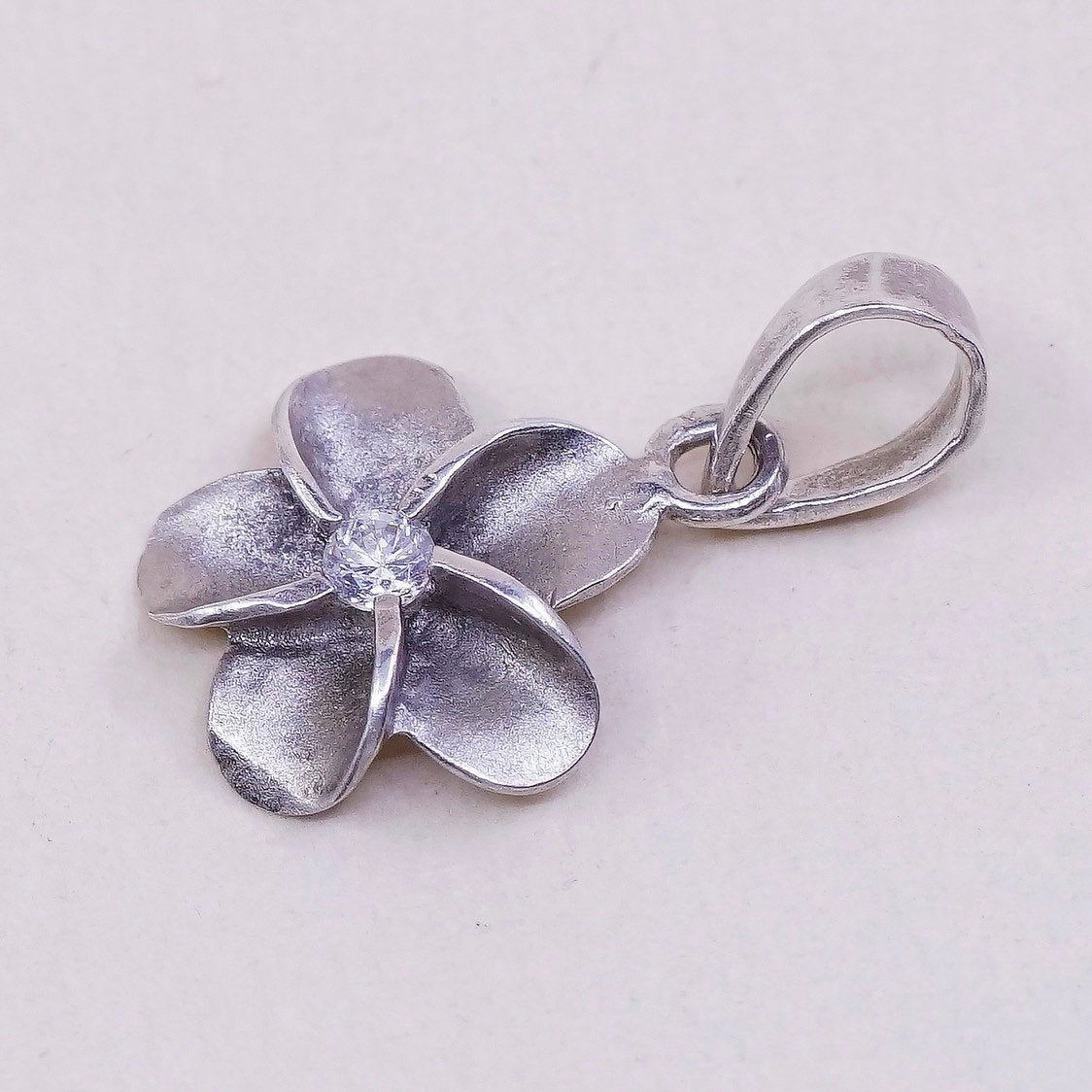 VTG Sterling silver handmade pendant, solid 925 silver flower charm