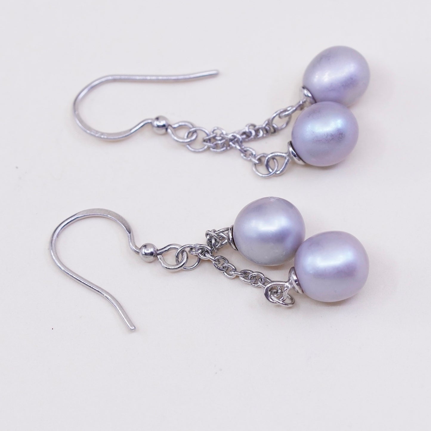 Vintage sterling 925 silver handmade earrings with pearl dangles