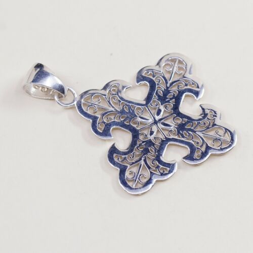 Vintage Milor Sterling Silver Handmade Pendant, 925 Filigree Jerusalem cross