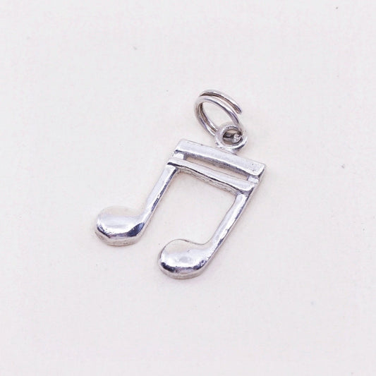 Vintage sterling silver handmade pendant, 925 music note, melody charm